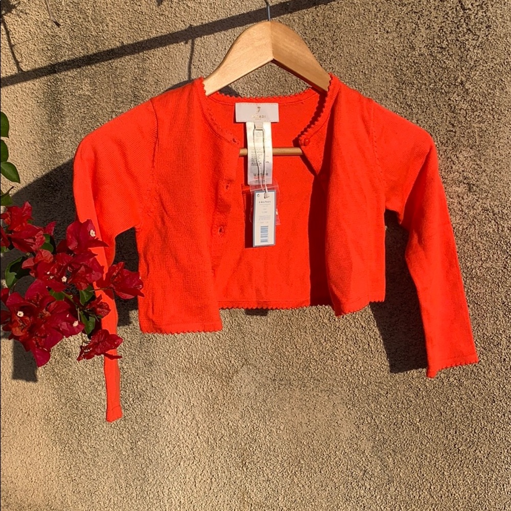 NWT Jacadi button down cardigan orange/coral